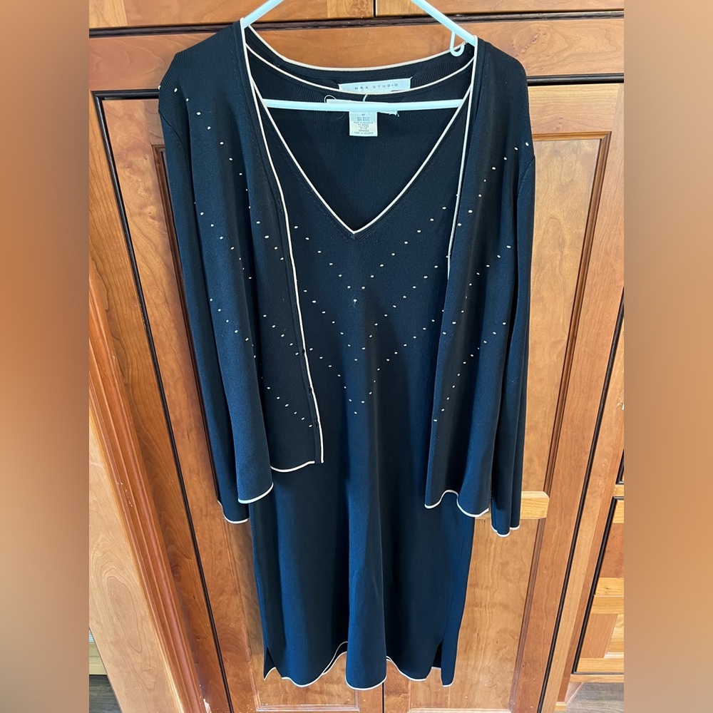 Black Dress with White Trim and Studded Design